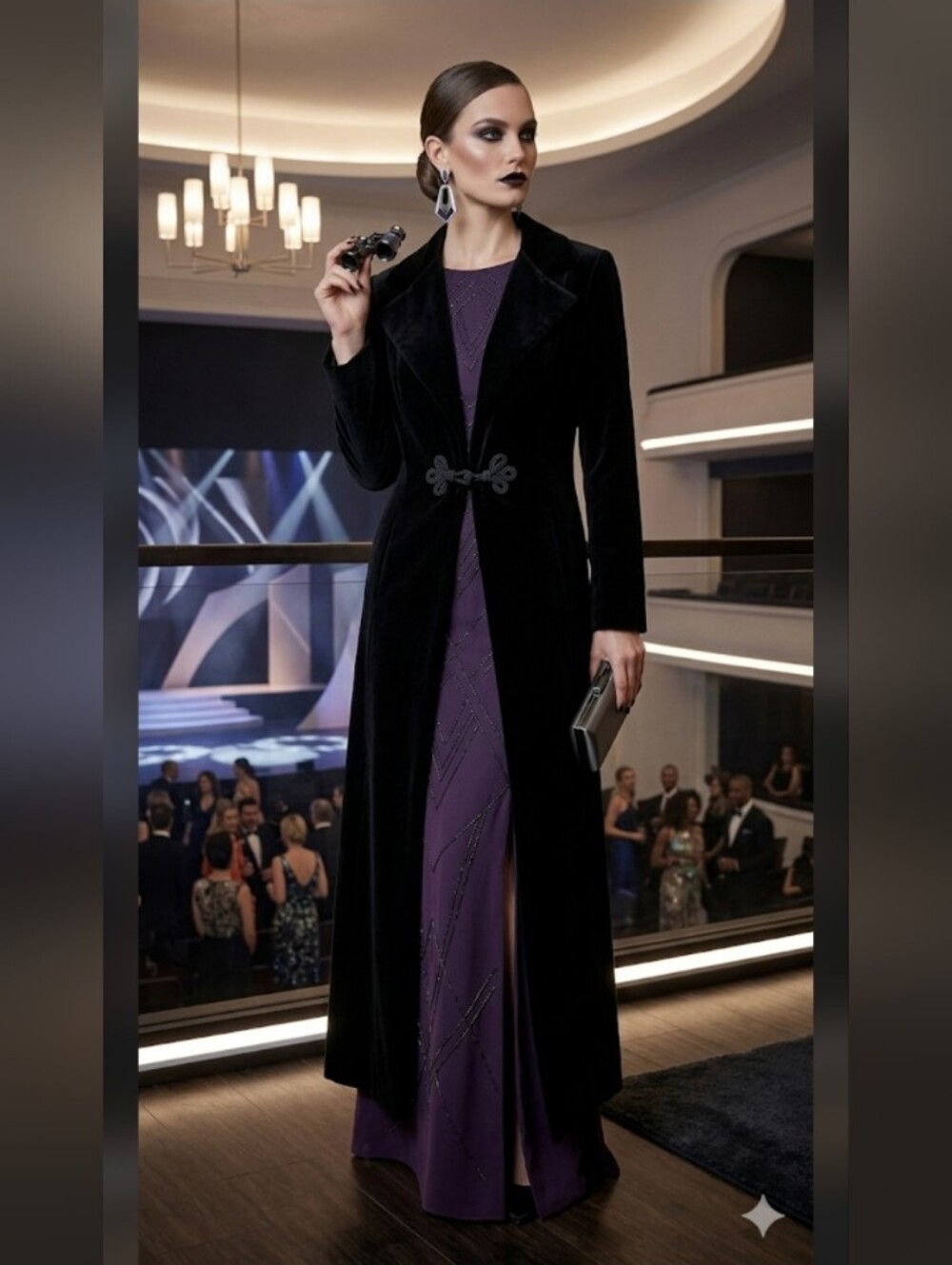 NWT JS Collections Vintage Black 100% Cotton Velvet Long Coat, Pinup Goth, Med - Picture 16 of 16
